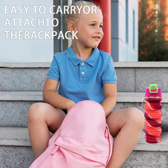 Silicone Collapsible Water Bottles, 16oz 500ml Portable Foldable Expandable - Image 6
