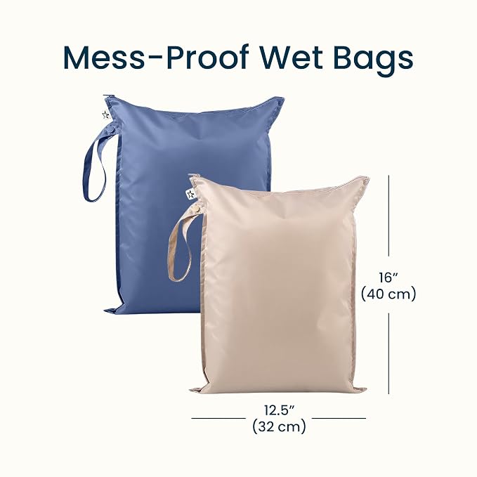 Tiny Twinkle Mess Proof Wet Bags | 2-Pack Reusable Waterproof Wet Bags - Image 4