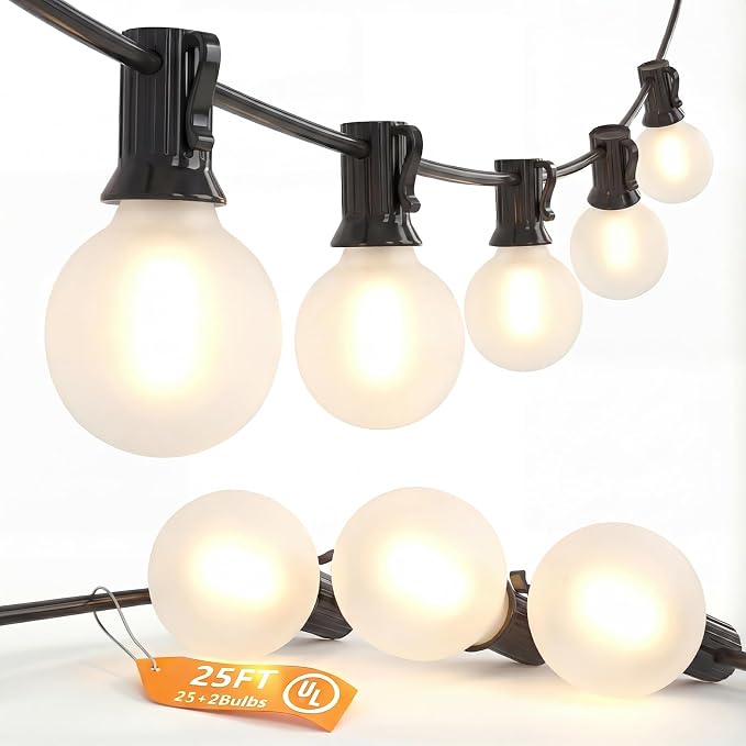 G40 Outdoor Globe Lights, 25FT Globe Christmas Lights by SUNSGNE