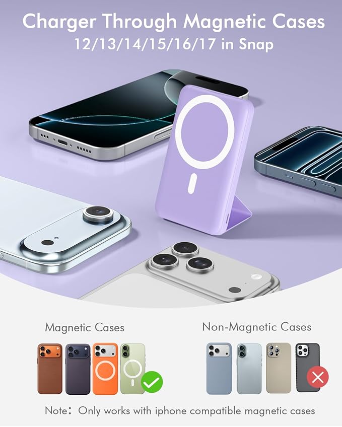 podoru for Magsafe Battery Pack, Foldable 10000mAh Magnetic Power Bank - Image 2