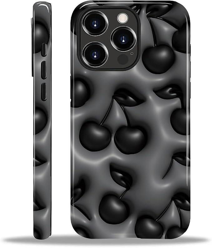 for iPhone 14 Pro Case, HL2 Cute Cool Cherry Black Hybrid 2 Layer Hard Shell by Unknown