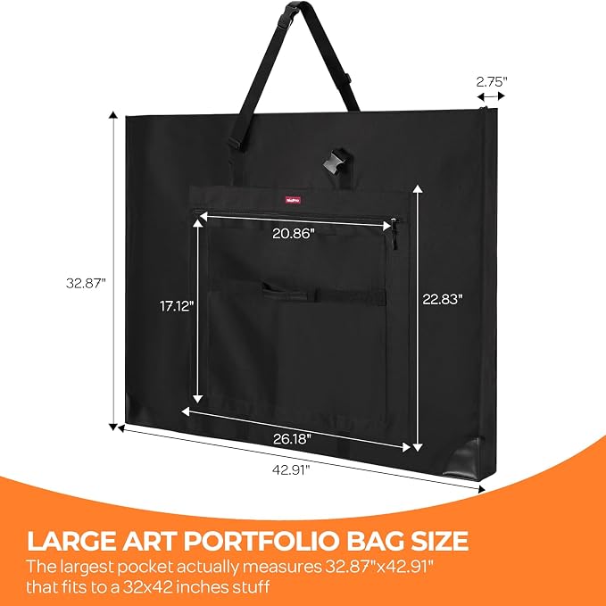 Nicpro Large Size Art Portfolio Case, Artist Portfolio Tote Bag - Image 2