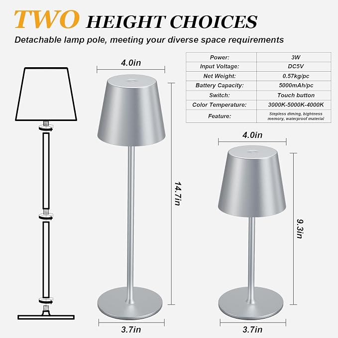 Kakanuo Cordless Table Lamp Rechargeable - Image 5