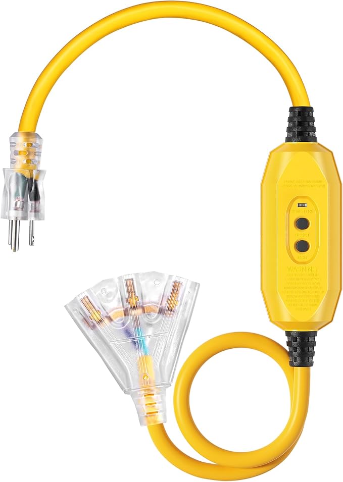 DEWENWILS 3 FT Automatic GFCI Extension Cord Outdoor, 12/3 Gauge Extension Cord by DEWENWILS