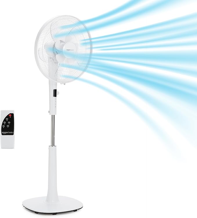 Amazon Basics 16" DC Motor Standing Floor Fan, 12 Speed by AmazonBasics
