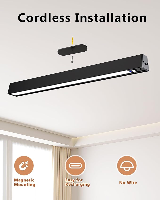 Rechargeable Motion Sensor Ceiling Light, Full Metal Battery Powered LED Closet - Image 7