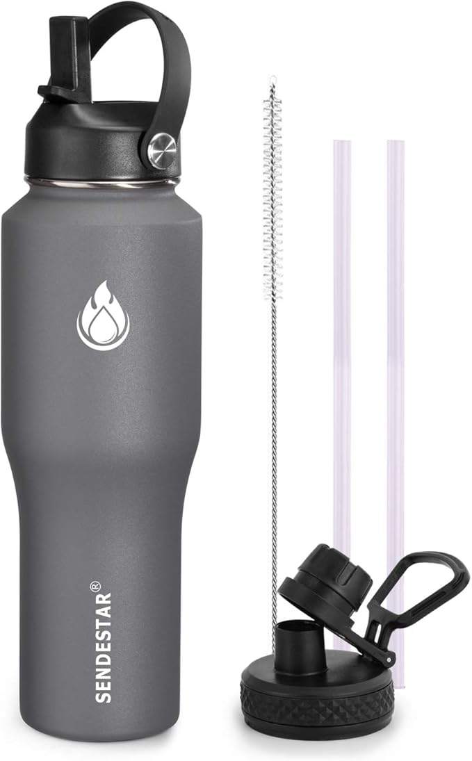 SENDESTAR Water Bottle 32oz, Wide Mouth Stainless Steel Vacuum Insulated Double by Sendestar