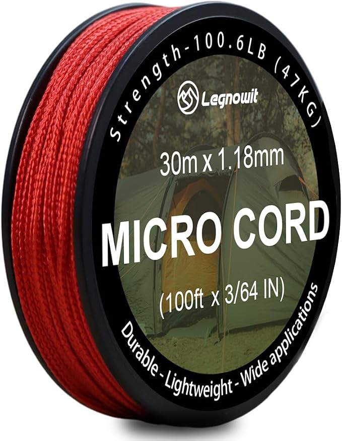 Micro Paracord, 1.18mm x 100ft Thin Mini Utility Braided Small Paracord by Legowitoutdoor