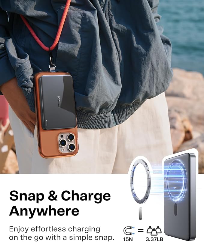 TORRAS MiniMag Power Bank, Ultra-Slim 10, 000mAh Magnetic Wireless Portable - Image 4