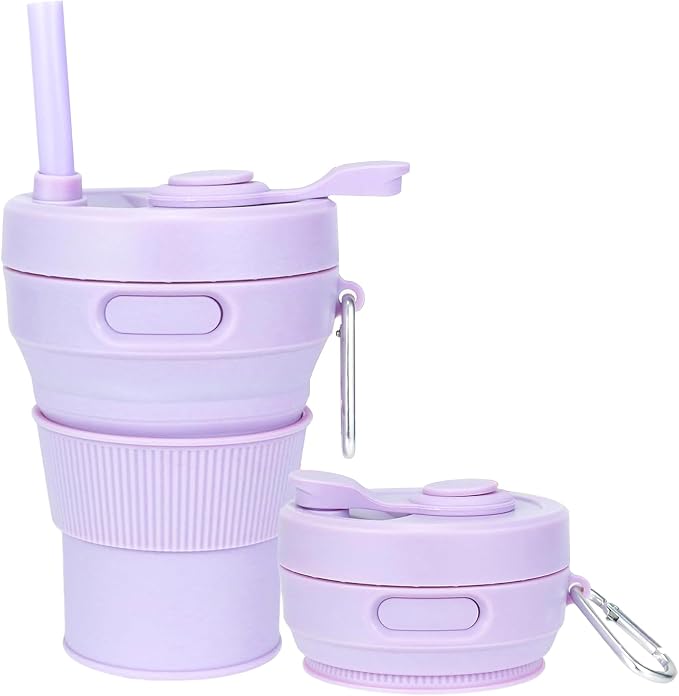 Silicone Collapsible Travel Mug Purple 15oz / 450ml by JSHYGOUP