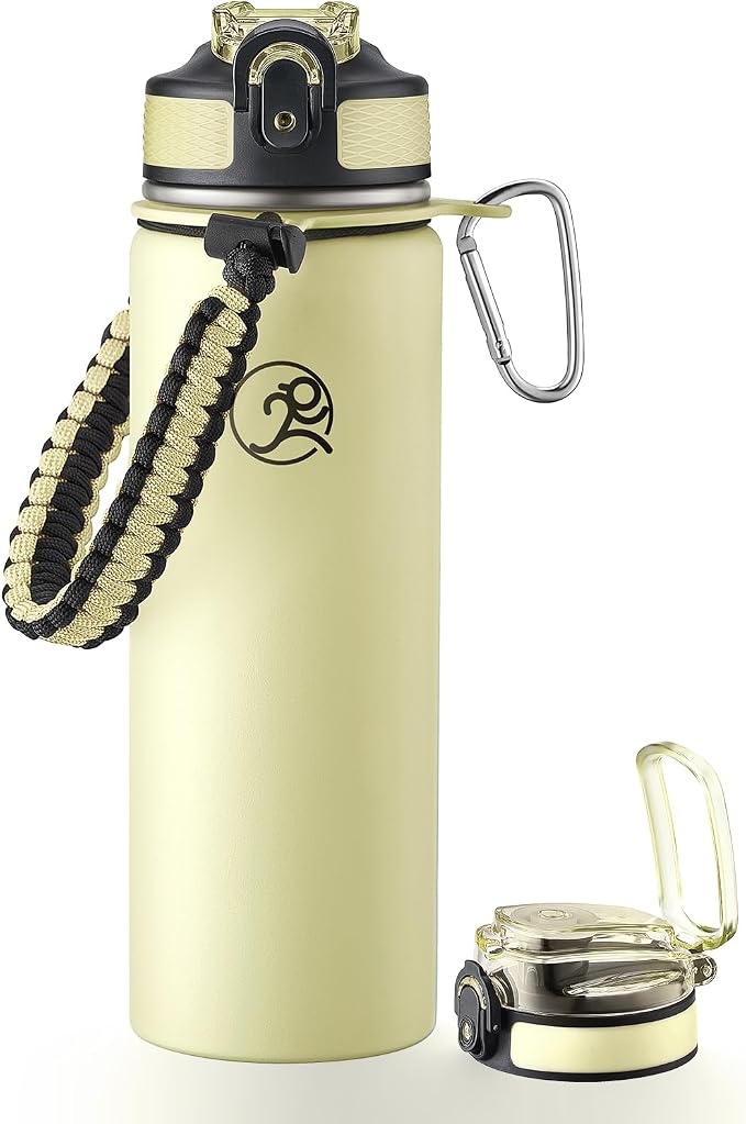 GOSWAG Insulated Sports Water Bottle, 24oz 2 Lids, Stainless Steel Water Bottles by GOSWAG