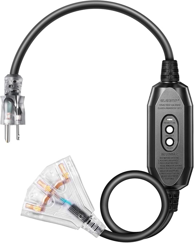 DEWENWILS 3 FT Automatic GFCI Extension Cord Outdoor, 12/3 Gauge Extension Cord by DEWENWILS