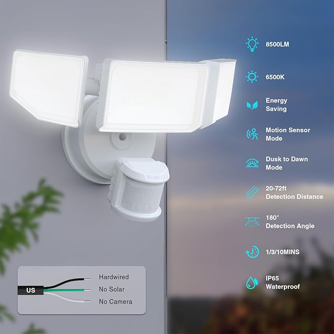 Abovizo 85W LED Security Lights Motion Sensor Light Outdoor, 8500LM Dusk to Dawn - Image 3