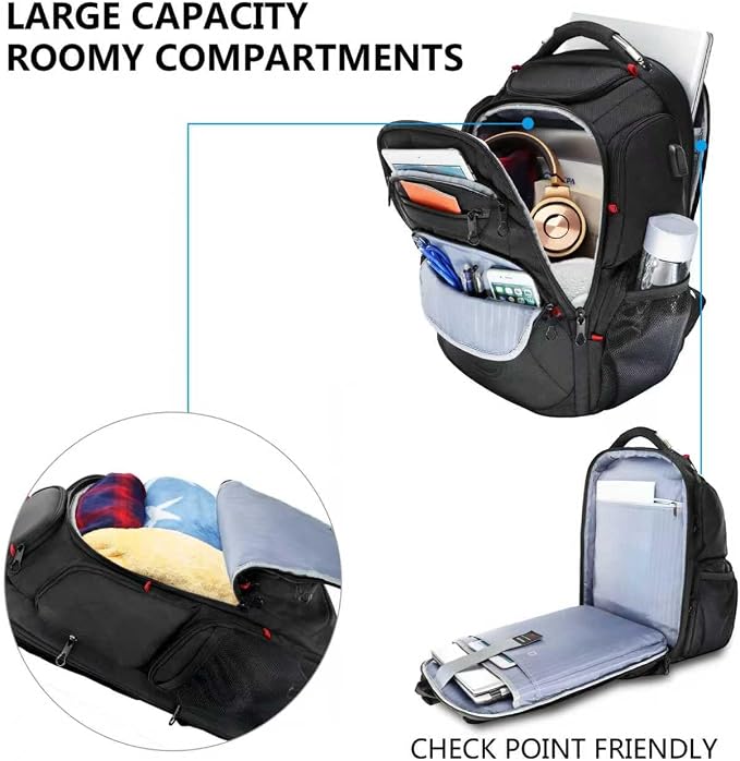 KROSER TSA Friendly Travel Laptop Backpack 17.3 inch XL Computer Backpack - Image 3