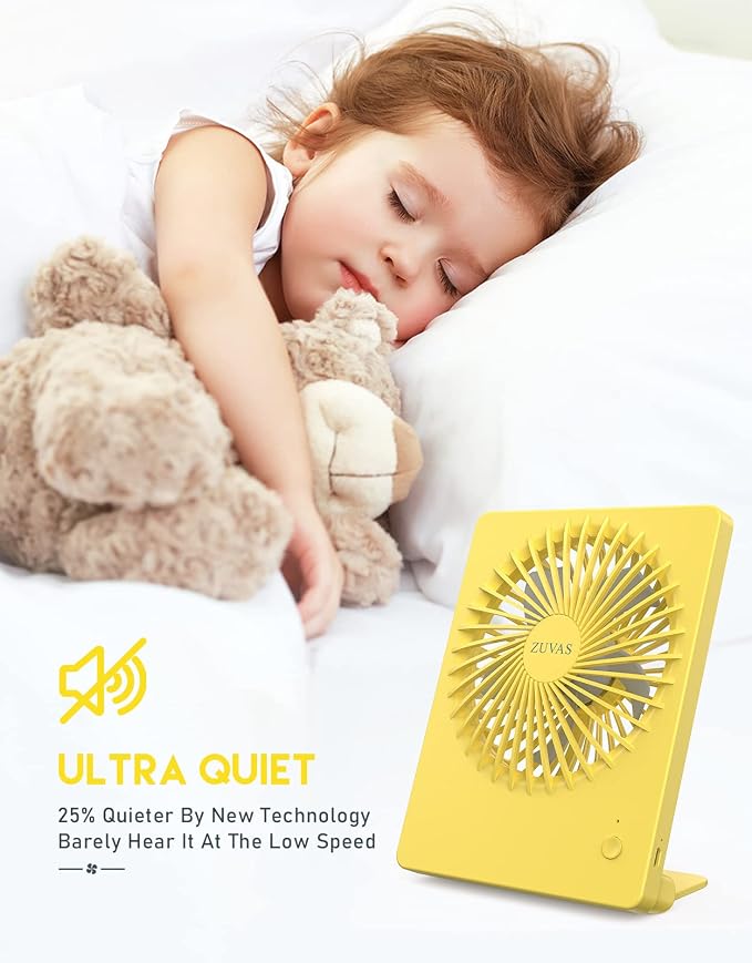 Zuvas Desk Fan Battery Operated Fan Rechargeable 180°Tilt Folding Personal Fan - Image 2