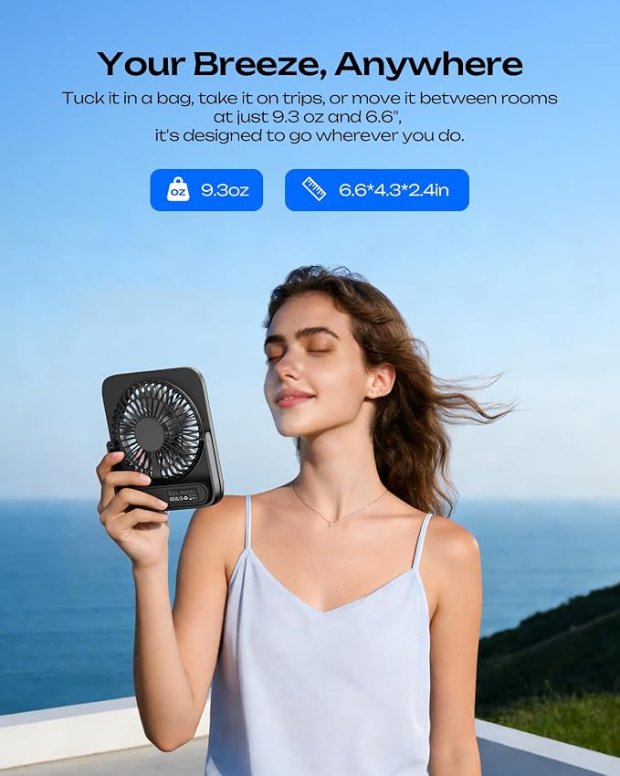 Otlonpe Personal Portable Desk Fan 2 Pack, 4000mAh Small Rechargeable Portable - Image 8