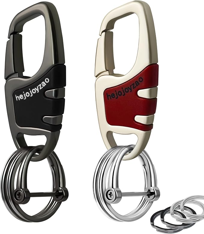 Keychain with Carabiner Clip, 4 Heavy Duty Key Rings and D Ring by Welcomehere%EF%BC%81