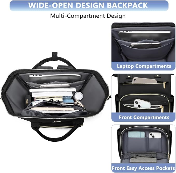 FOCDOD Women Laptop Backpack Work Bag - Image 2