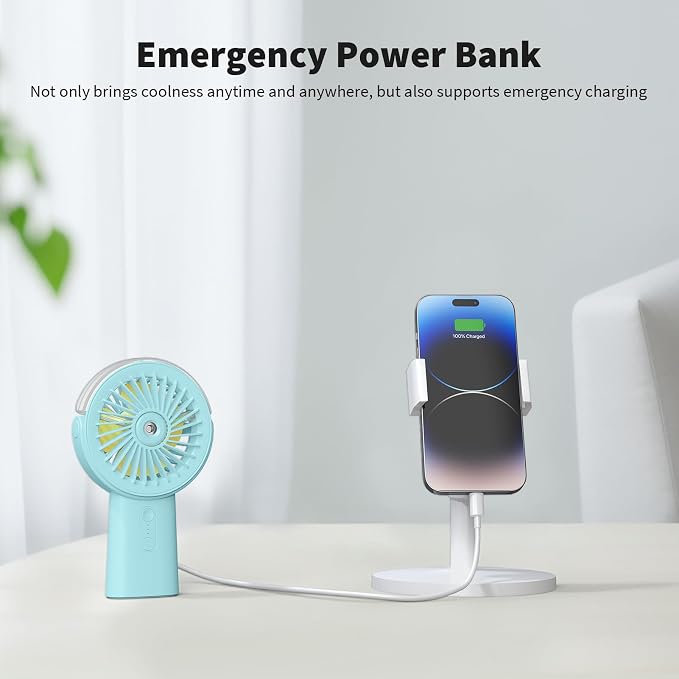 Otlonpe Handheld Misting Fan Portable, Small Personal Hand Held Rechargeable - Image 4