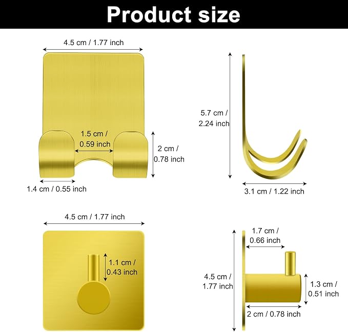 CGBE 4 Packs Shower Hooks for Inside Shower, Self Adhesive Shaver Holder Hanger - Image 3