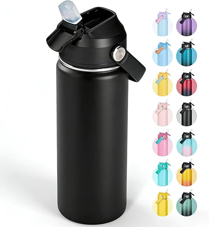 Fijinhom 18oz Insulated Stainless Steel Water Bottle, Wide Mouth Double Wall by Fijinhom