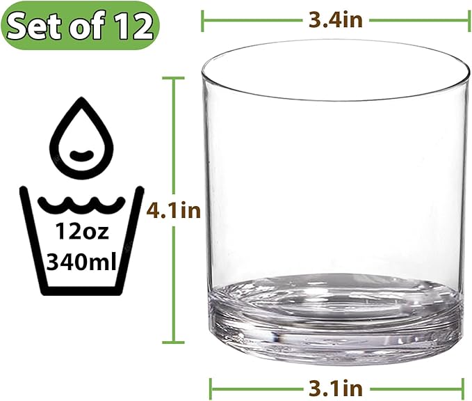 12 oz Drinking Glass Sets, BPA-Free Beer Glasses - Image 3