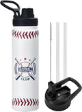 Baseball Water Bottle, 24 oz Insulated Stainless Steel Sports Bottle by mininoo