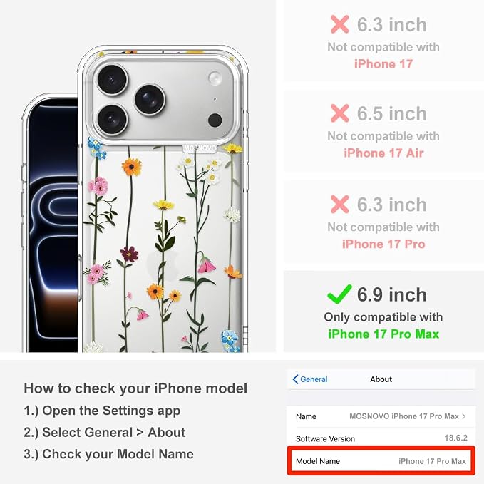 MOSNOVO for iPhone 17 Pro Max Case | Military Grade 6.6ft Drop Tested | Camera - Image 2