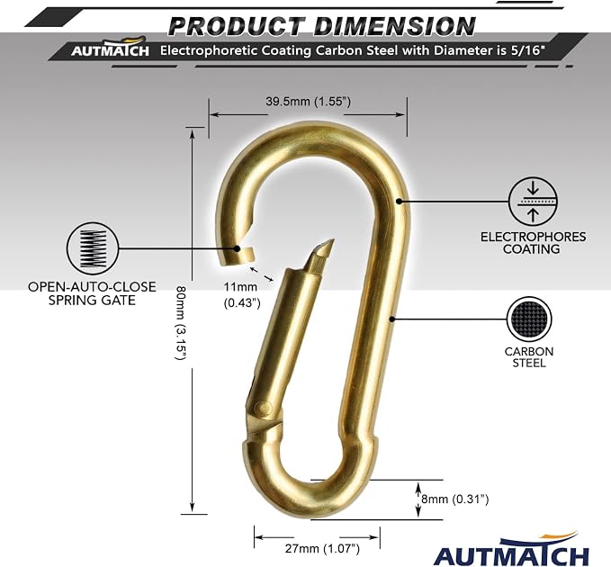 AUTMATCH Carabiner Clips, 4 Pack - Image 4