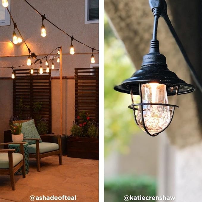 Enbrighten LED Outdoor String Lights 24ft Soft Warm White Patio Lights - Image 4