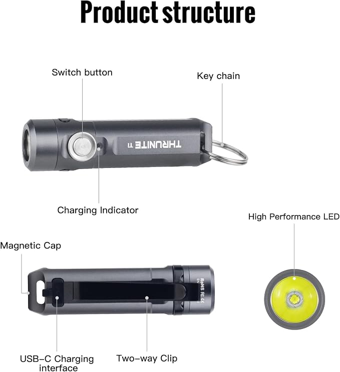 ThruNite Ti Mini Keychain Flashlight, USB-C Rechargeable EDC Pocket Light - Image 9