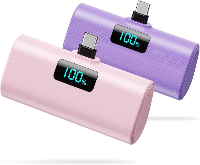 Small Portable Charger 5200mAh, Upgraded PD USB C Power Bank Built-in USB-C by HETP