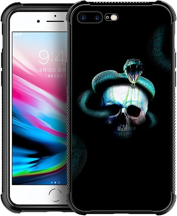 for iPhone 7 Plus/8 Plus Case, Skeleton Winding Snake Pattern Graphic Design by FKBRCL4U