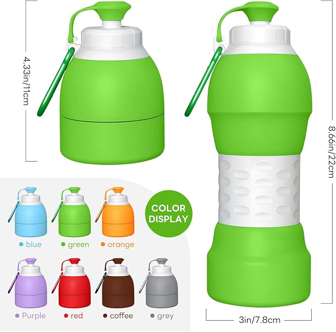 Collapsible Lightweight 20oz Water Bottle, Food-Grade Silicone BPA Free - Image 6