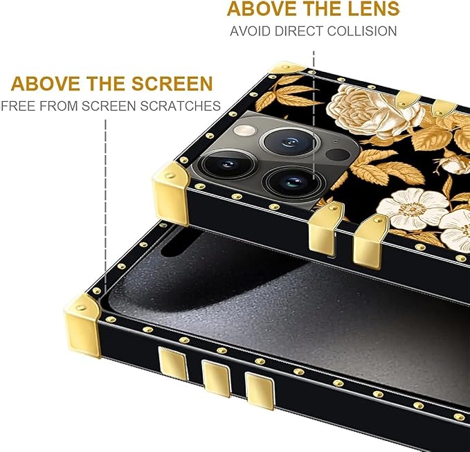 Compatible with iPhone 16 Pro Max Case, Blooming Rose Golden Flower Luxury - Image 6