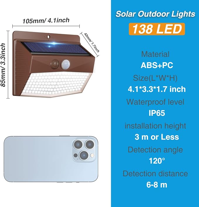 Peasur Solar Outdoor Lights, Motion Sensor Security Lights - Image 5
