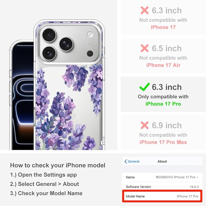 MOSNOVO for iPhone 17 Pro Case | Military Grade 6.6ft Drop Tested | Camera - Image 2