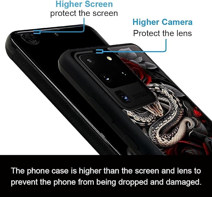 for Samsung Galaxy S20 Ultra Case, Entwined Rose Snake Pattern Graphic Design - Image 5