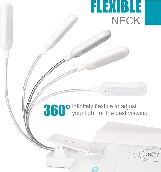 VAVOFO Book Light, Rechargeable Clip On Reading Light 7 LEDs - Image 4