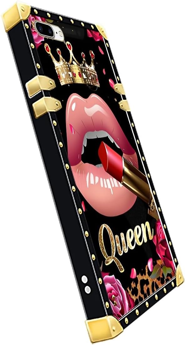 Compatible with iPhone 8 Plus 7 Plus Case, Glitter Red Rose Queen Leopard - Image 4