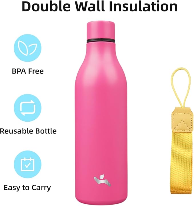 Insulated Water Bottle with Strap, 25 oz Double Wall Stainless Steel Vacuum - Image 3