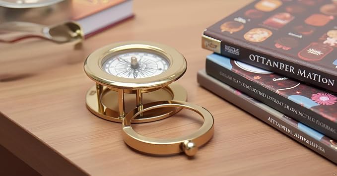 Vintage Brass Compass with Wooden Box – Antique Navigation Compass - Image 4