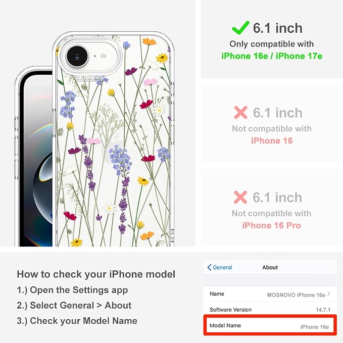 MOSNOVO for iPhone 17e Case/iPhone 16e Case, Shockproof Military-Grade - Image 2