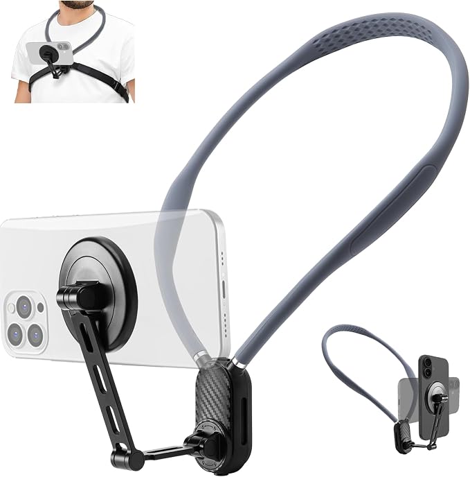 Magnetic Neck Phone Mount, Adjustable Chest Strap Neck Phone Holder by Unknown