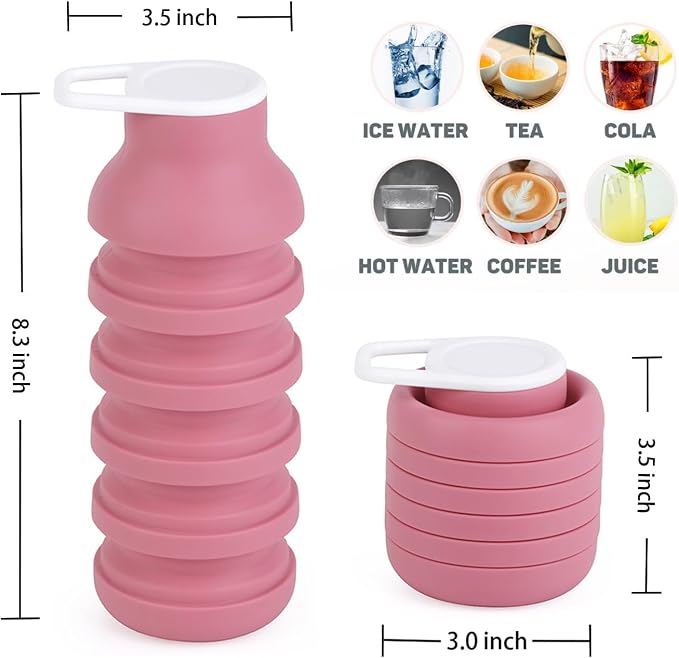 Collapsible Silicone Water Bottle - 20oz Foldable - Image 2
