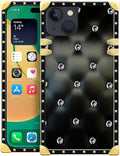 Compatible with iPhone 14 Case, Shiny Black Sofa Crystal Luxury Golden by Unknown