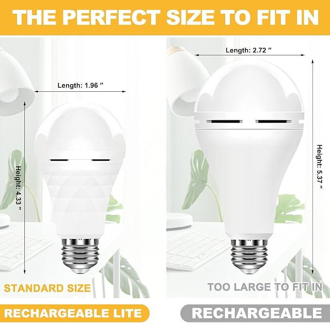 Neporal A19 Rechargeable Light Bulbs Emergency Light Bulb - Image 4
