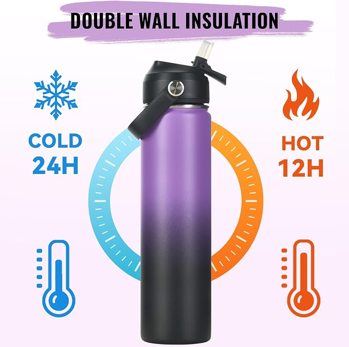 Fijinhom 24oz Insulated Stainless Steel Water Bottle, Wide Mouth Double Wall - Image 6