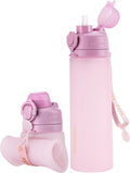 TakeToday Collapsible Water Bottles 21oz, Foldable Platinum Silicone Travel by TAKETODAY