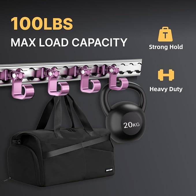 4 Pack L Track Hooks with Single Stud Fitting, Spring-Loaded Adjustable Gear - Image 2